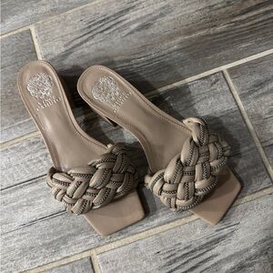 Vince camuto Women's Tan Braided Slide Sandals